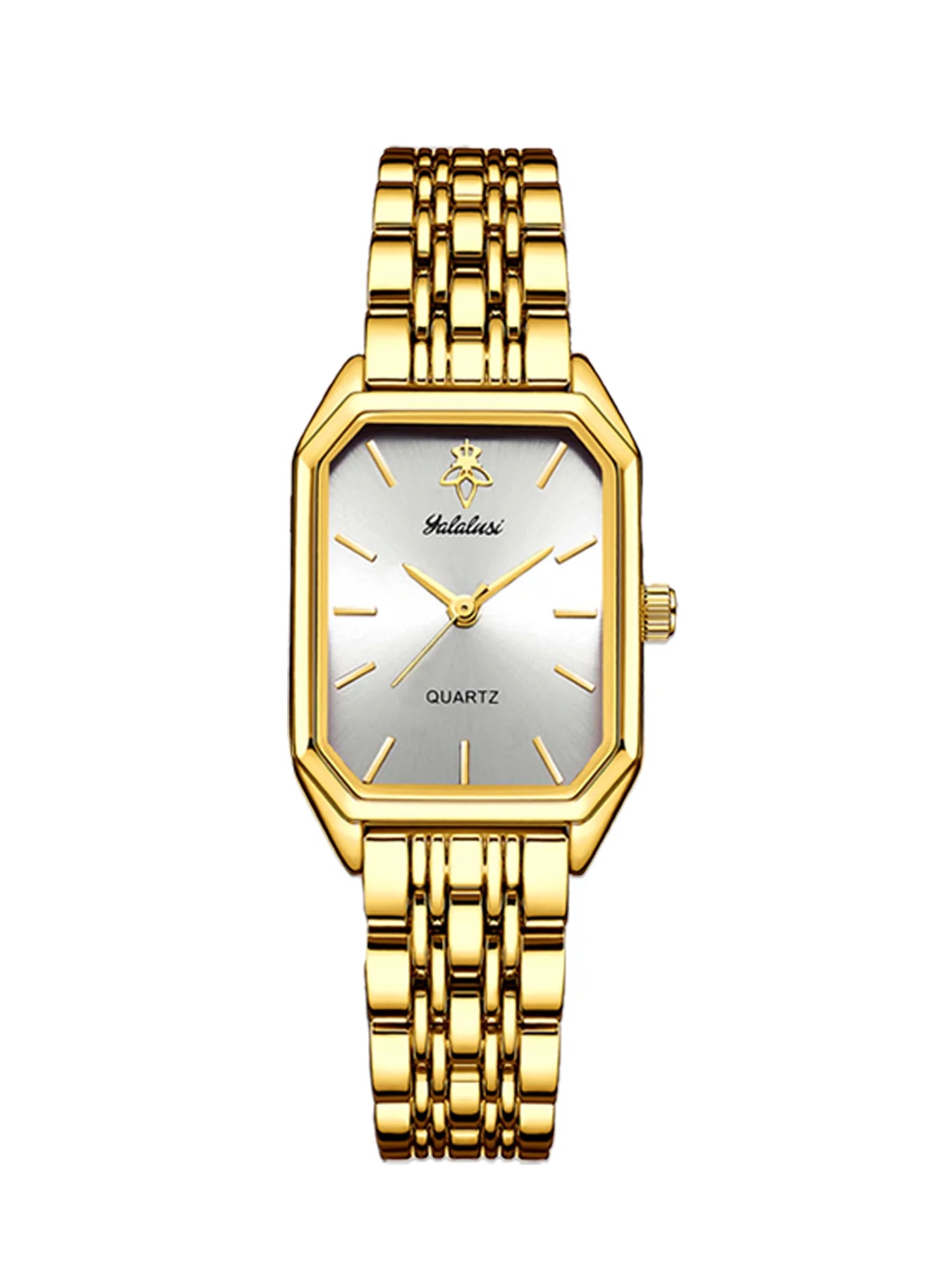 YaLaLuSi Women's Gold-Plated Quartz Watch - Water-Resistant, Butterfly Clasp, Gift Box Included Gold Silver