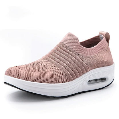 Women's Fashion Wedge Platform Sneakers - Casual Air Cushion Sport Shoes for Ladies Pink 02