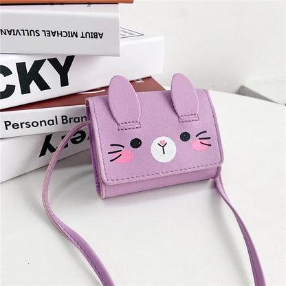 Hot Sale Cute Cartoon Cat Kids Backpack Messenger Bag Coin Purses Handbags Boy Girls Mini Shoulder Bag for School Baby Backpack Purple