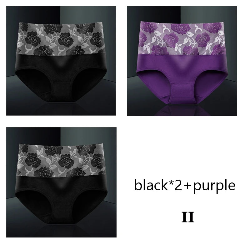 3Pcs/Lot Female Underwear Postpartum Recovery Briefs for Ladies High Waist Panties for Women Sexy Lingeries Plus Size L-5XL NK82-2BK-1PU CHINA | 3pcs