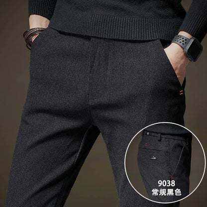 Plus Fleece Thicken Men's Casual Sport Pants Streetwear Fashion Autumn Winter New Male Clothing New Solid Full Straight Trousers