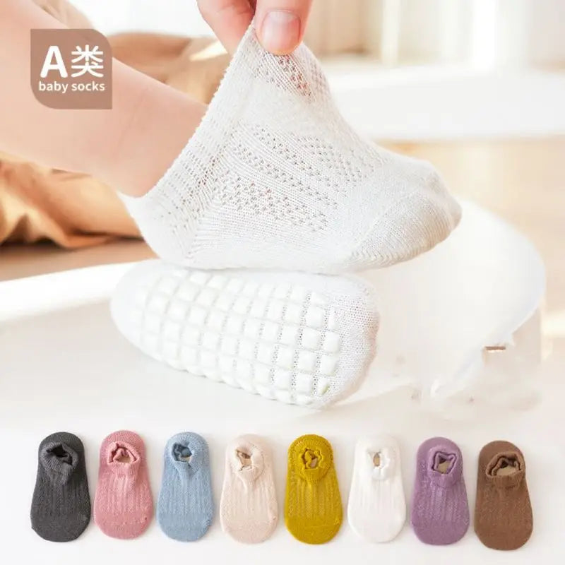 5 pairs Spring Summer Newborn Baby Socks Solid Color Infant Baby Floor Socks Soft Cotton Anti-slip Boat Socks For Girls Boys 0-5