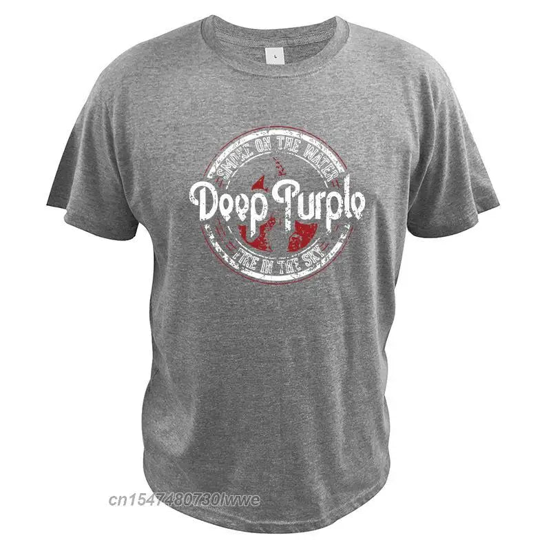 Deep Purple Tshirt Album Machine Head Smoke Song On The Water Tshirt English Rock Band 100% Cotton Basic Camiseta GRAY