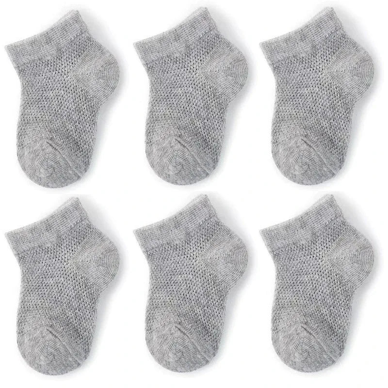 3Pairs/lot Summer Baby Thin Mesh Cotton White Pink Ankle Short Sock for Toddler Kids Boys Girls Breathable Soft Stretch Socks grey