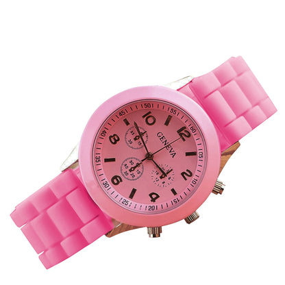 Fashion Women’s White Silicone Jelly Quartz Watch | Stylish Dress Wristwatch, Ideal Gifts for Girls Pink