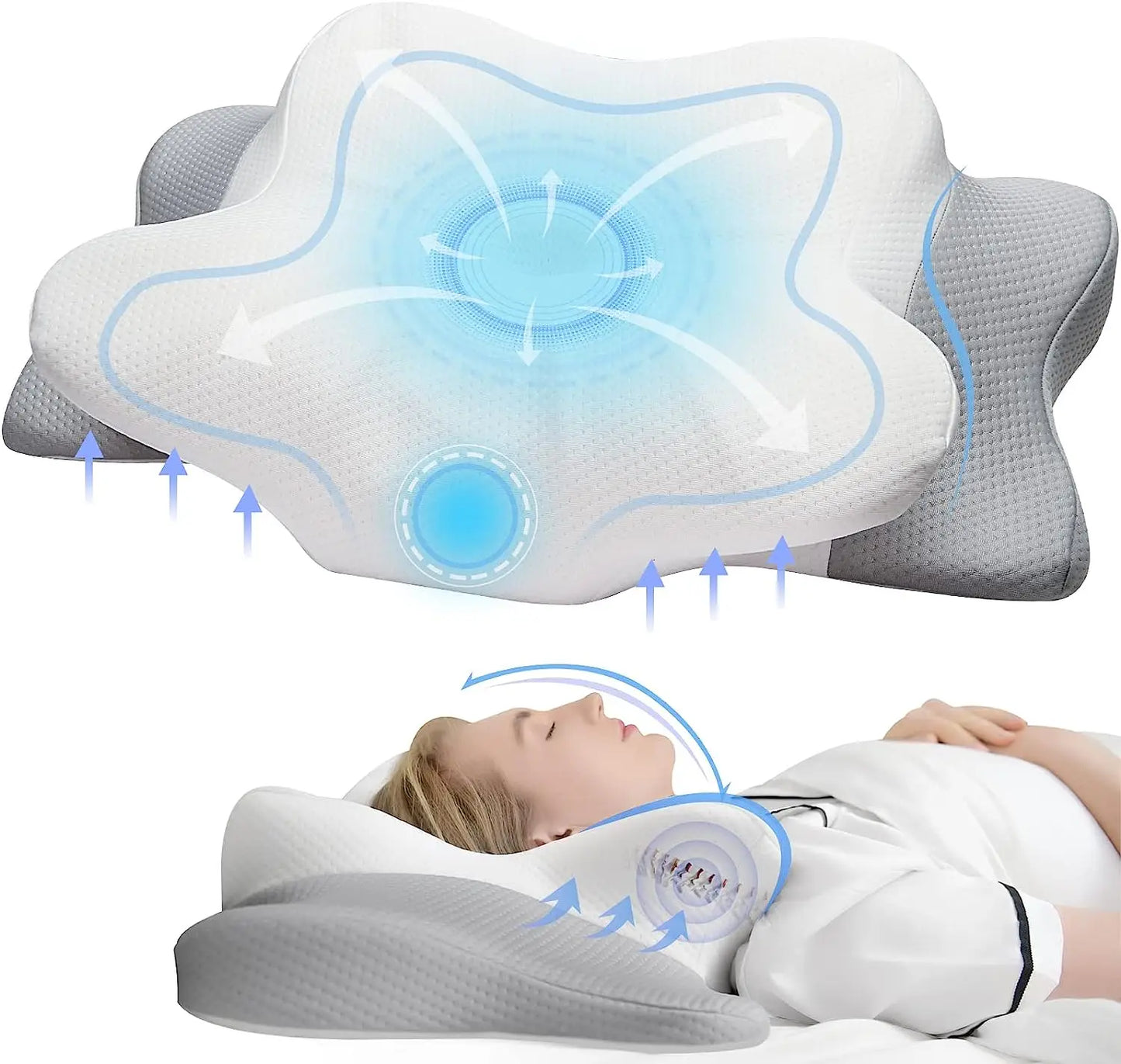 Pulatree Odorless Orthopedic Memory Foam Pillow | Ergonomic Cervical Pillow for Neck & Shoulder Pain Relief