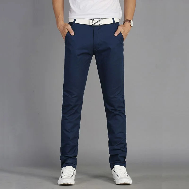 Spring Summer Men Thin Linen Straight Pants Streetwear Fashion New Business Casual Pockets Slim Big Size Male Versatile Trousers 919 Royal Blue