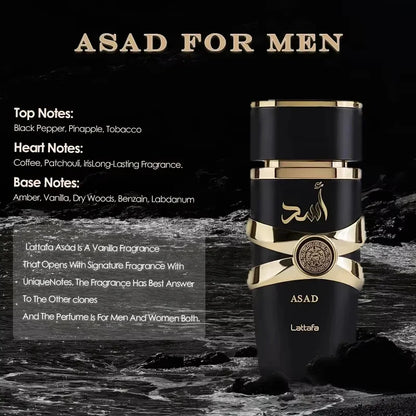 100ML Perfume Has A Long-lasting Fragrance Fresh Light Unique Casual Date Gift Moi Tous Asad Aromatic Scent for Men Women Black