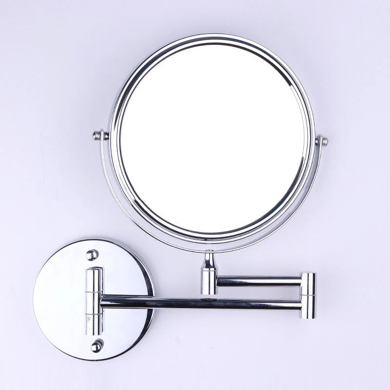 Wall Mounted Folding Arm Extend Bathroom Mirror With LED Light 10X Magnification Double Side Touch Dimming Makeup Mirrors Without light