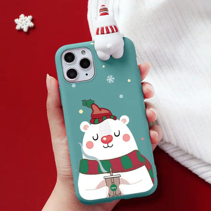 Christmas Soft Phone Case Blue For iPhone XS