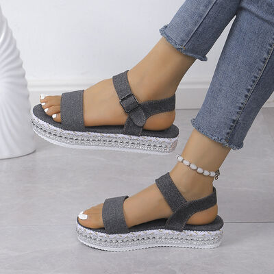 Braided Platform Sandals Black