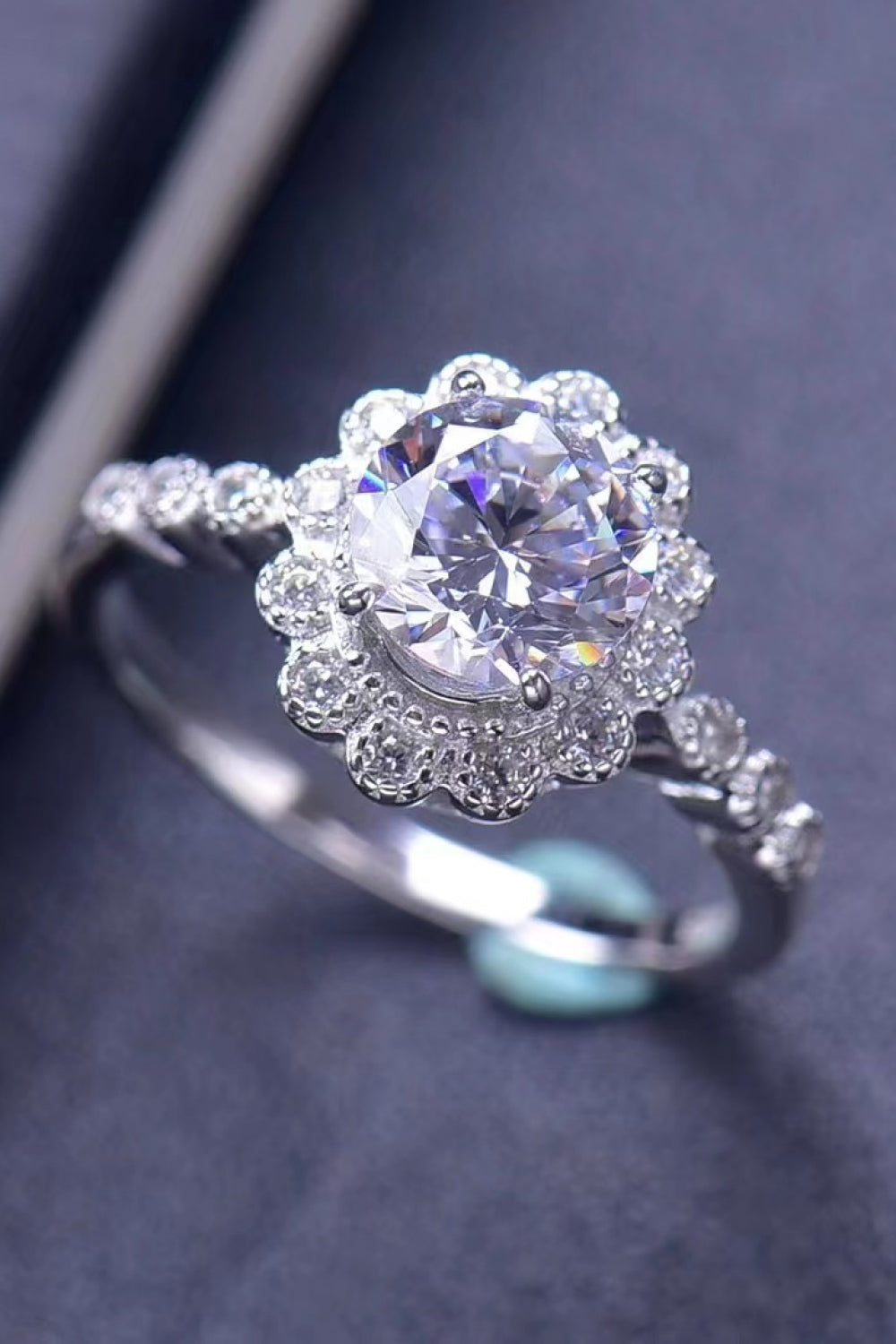 1.5 Carat Moissanite Floral-Shaped Cluster Ring Silver