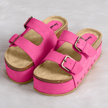 Open Toe Platform Sandals Hot Pink