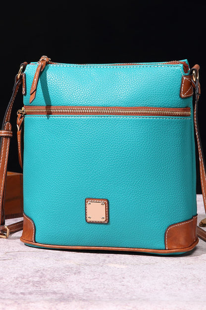 PU Leather Crossbody Bag Turquoise One Size