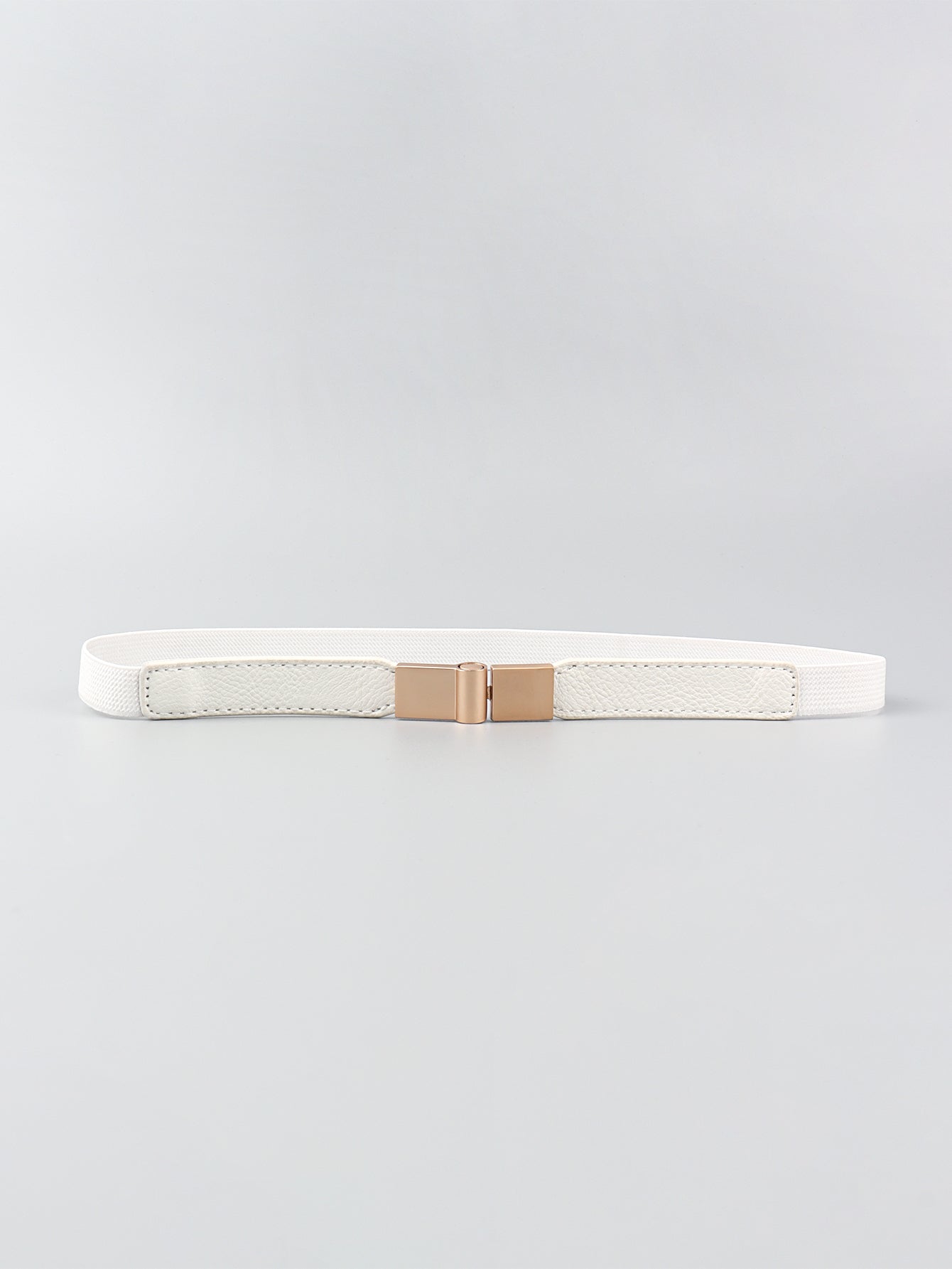 PU Elastic Skinny Belt White One Size