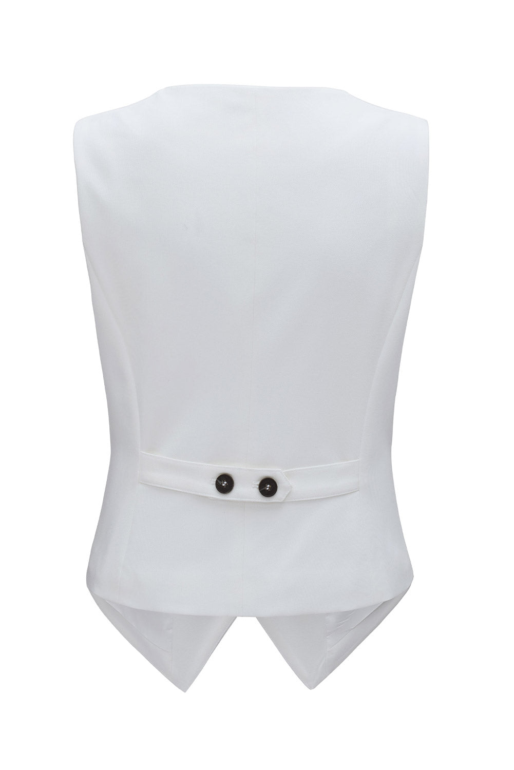 White Solid Color Button up V Neck Suit Vest