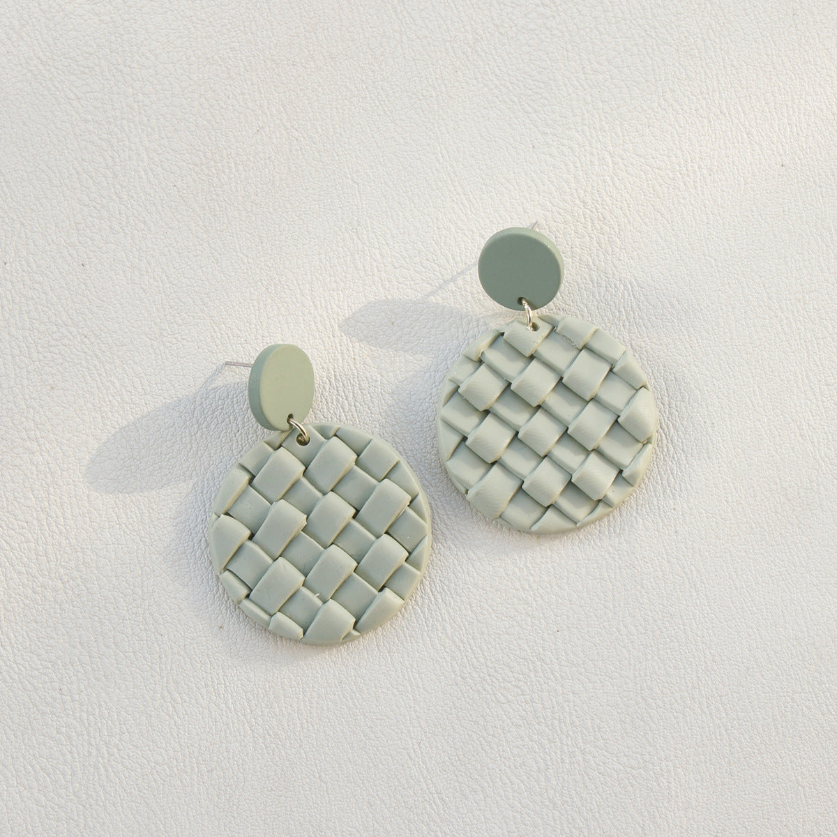 Soft Pottery Round Braided Earrings Sage One Size