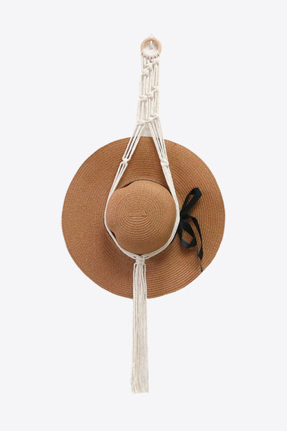 Macrame Hat Hanger Cream Short One Size