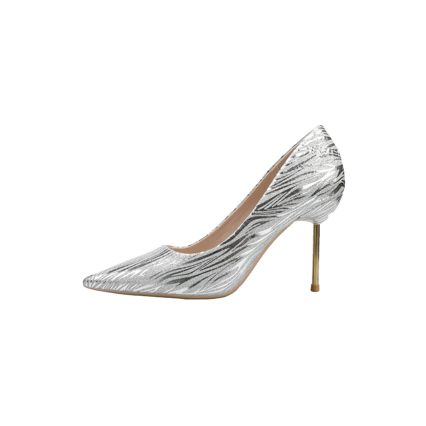 European and American Sexy Pointed High Heels Silver