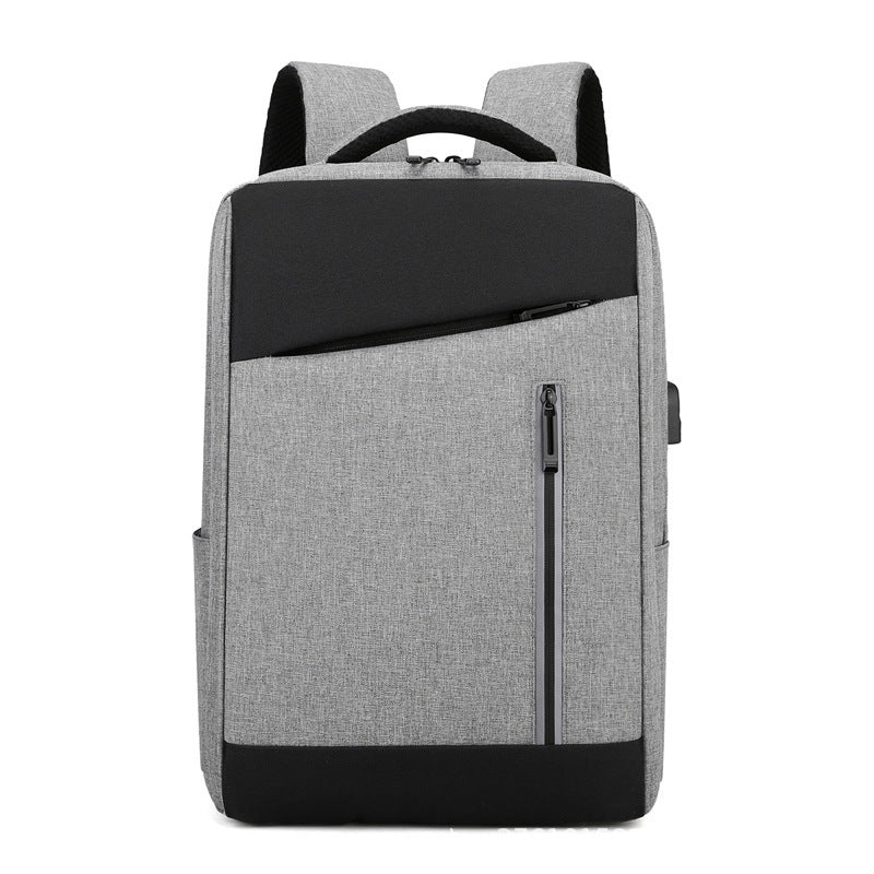 Backpack Large Capacity With Charging USB Business Casual Computer Bag Light Gray