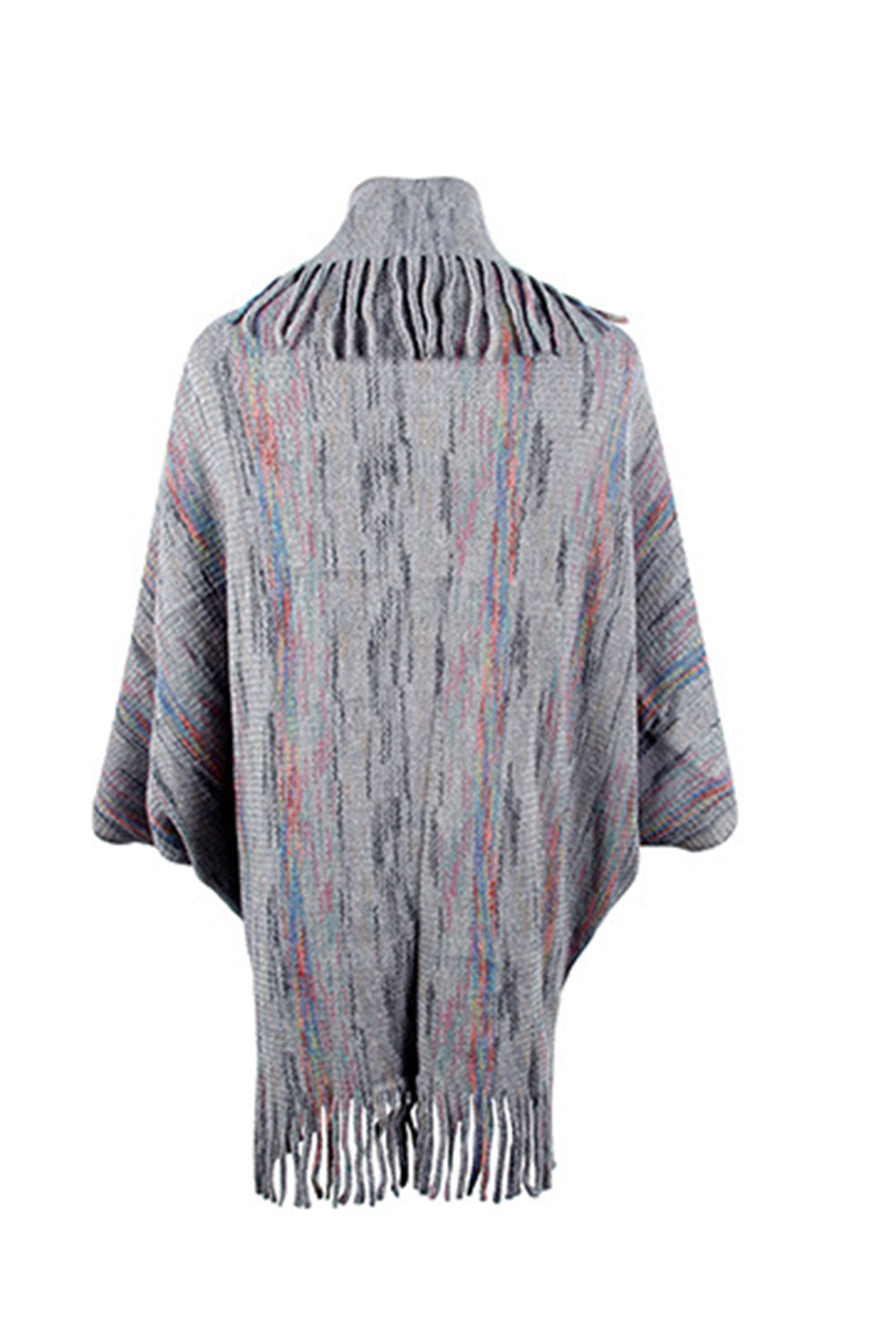 Fringe Detail Printed Poncho - Thandynie