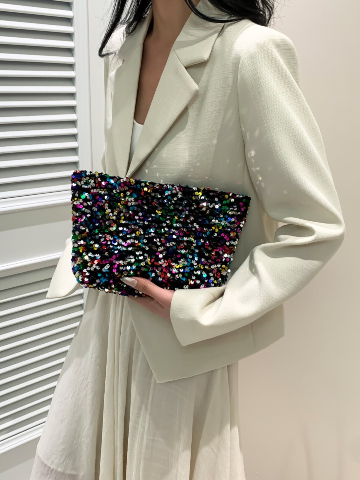 Sequin Clutch with Zipper