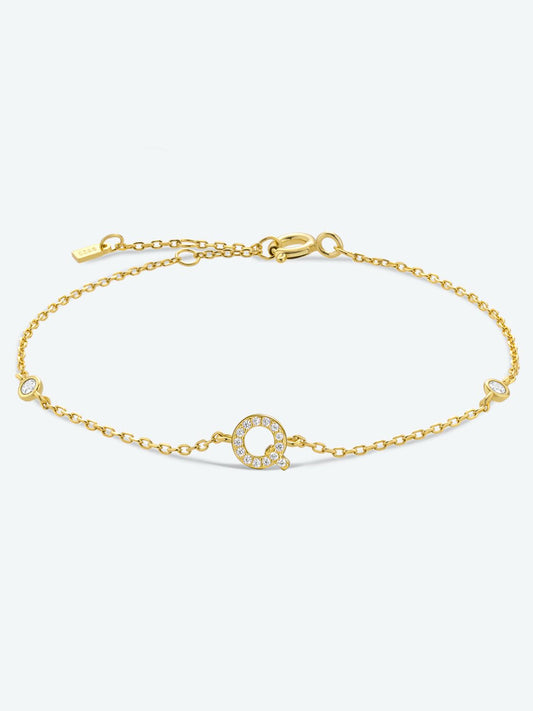 Q To U Zircon 925 Sterling Silver Bracelet Q Gold One Size