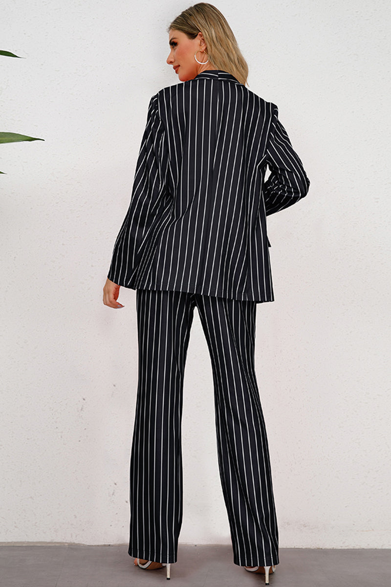 Striped Long Sleeve Top and Pants Set - Thandynie