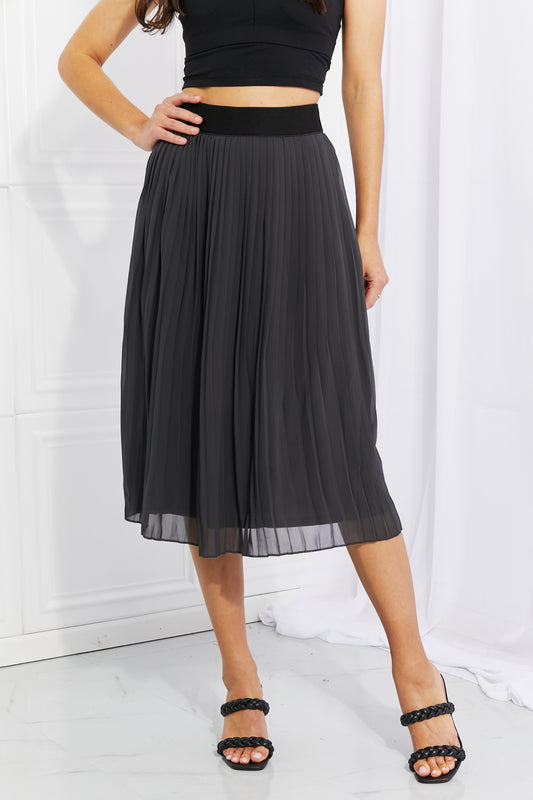 Zenana Full Size Romantic At Heart Pleated Chiffon Midi Skirt - Thandynie