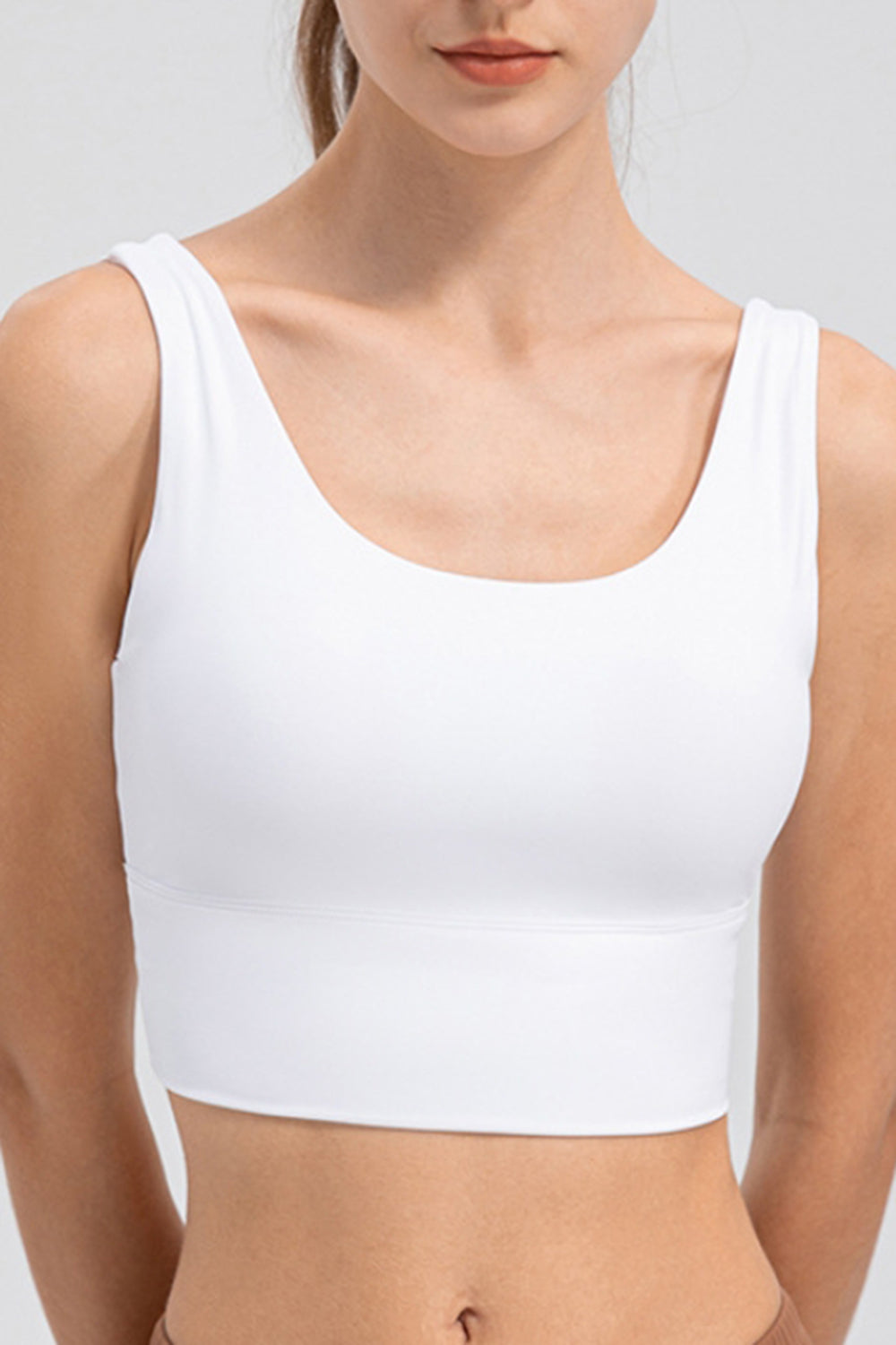 Scoop Neck Wide Strap Active Tank White