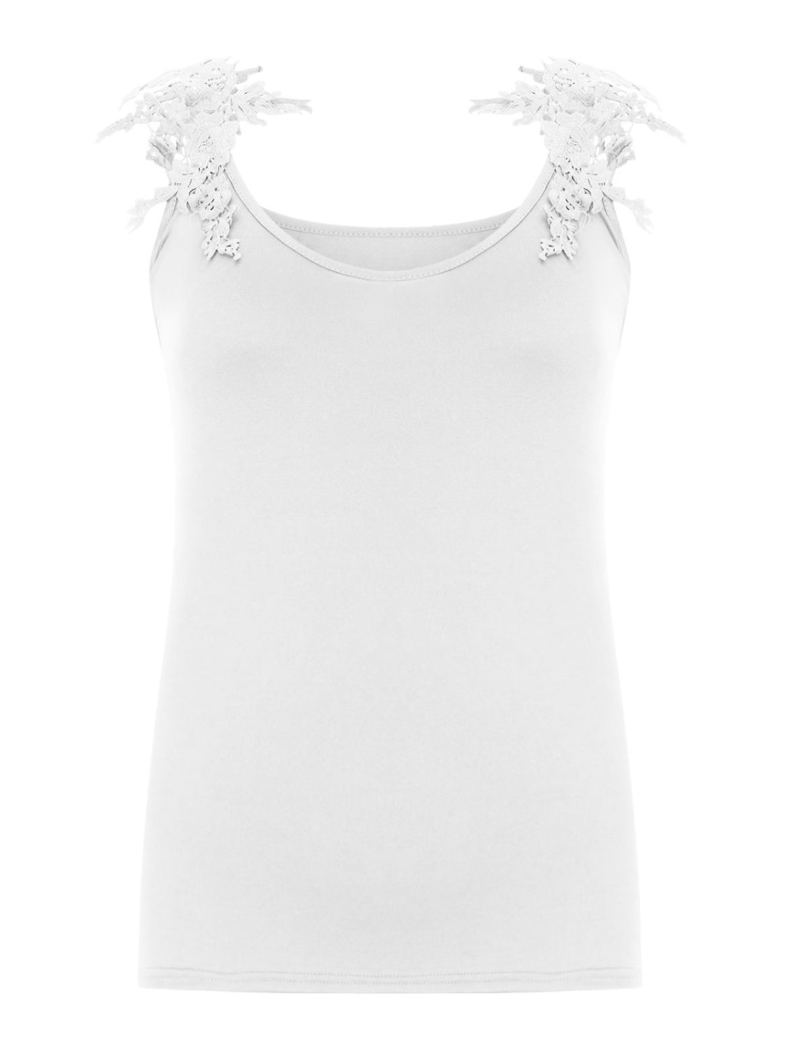 Full Size Lace Detail Scoop Neck Tank - Thandynie