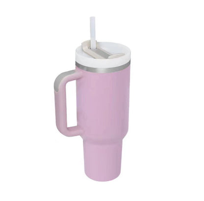 40 Oz Tumbler With Handle Straw Insulated, Stainless Steel Spill Proof Vacuum Coffee Cup Tumbler With Lid Tapered Mug Gifts For Valentine Lover Suitable For Car Gym Office Travel Light Purple 1200ML 1PC