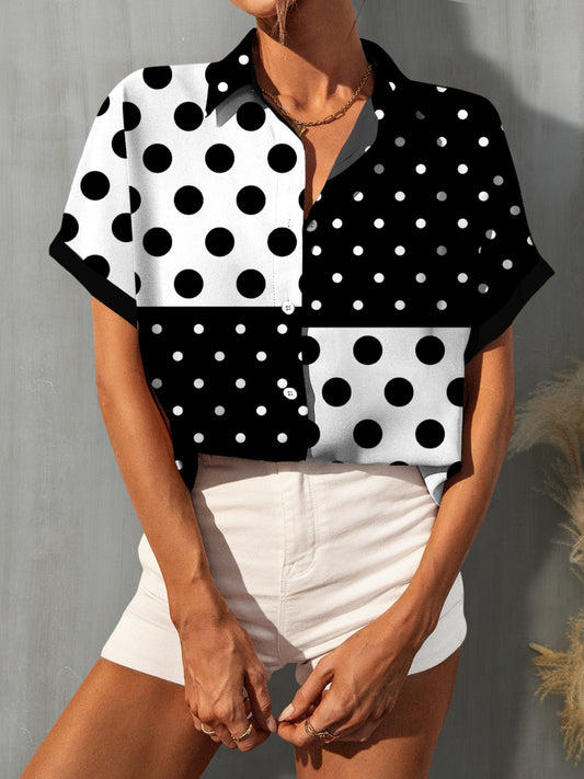 Polka Dot Short Sleeve Shirt - Thandynie