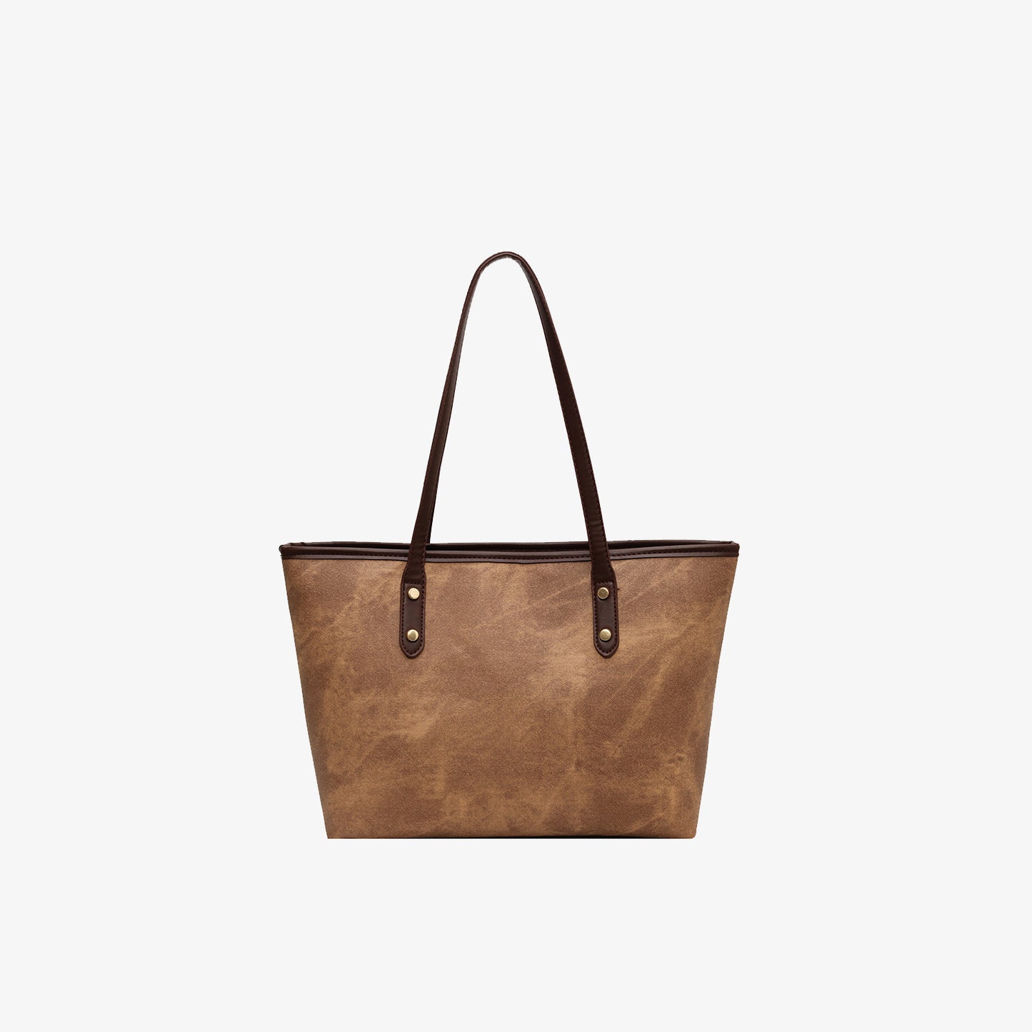 PU Leather Tote Bag Camel One Size