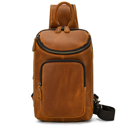 Men's Retro Crazy Horse Skin Shoulder Bag Light Brown