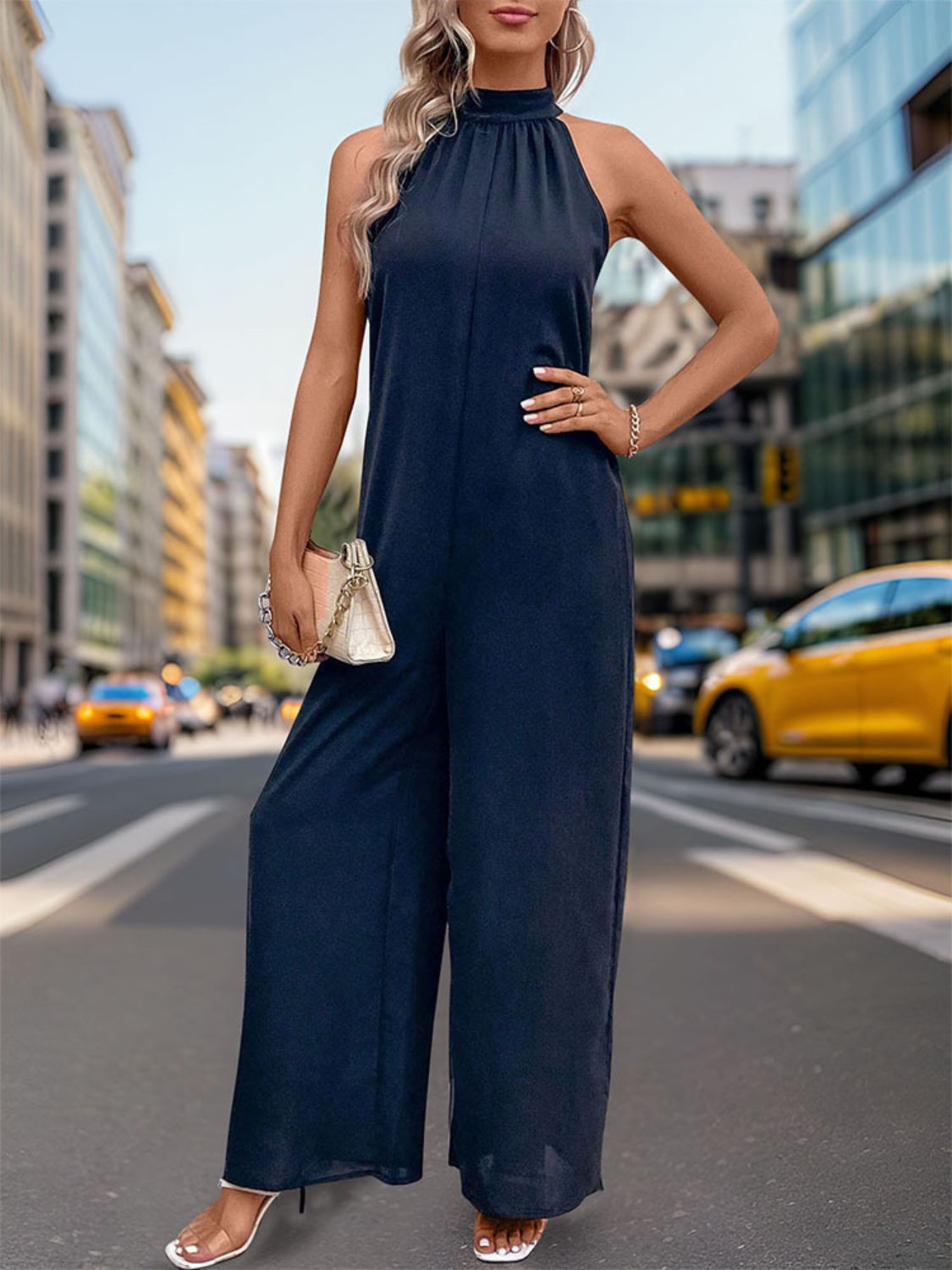 Tied Grecian Wide Leg Jumpsuit