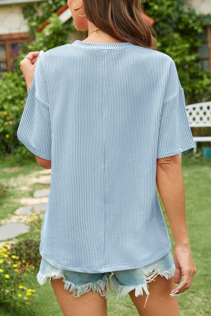 Round Neck Half Sleeve T-Shirt Light Blue