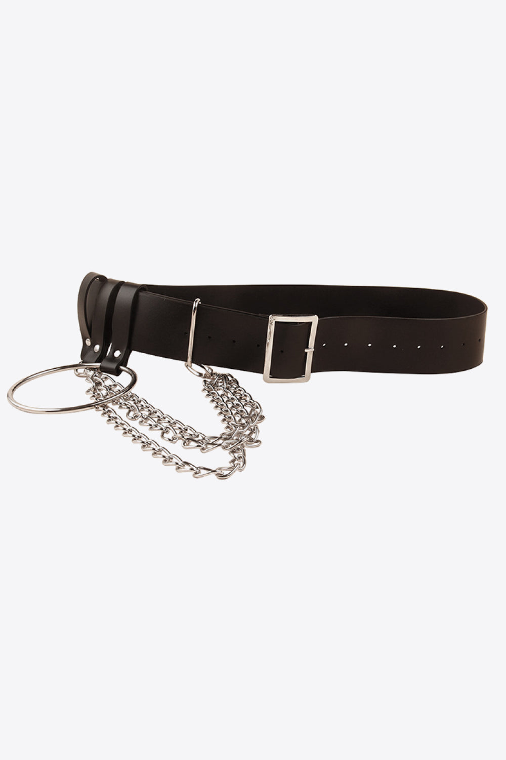 PU Belt with Chain Black One Size