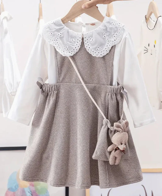 Spring And Autumn New Children Dress Gray