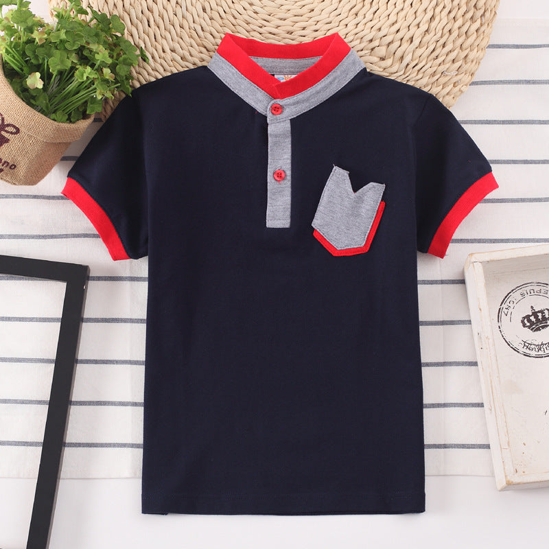 Boys' Cotton T-Shirt | Short Sleeve Moisture-Wicking Polo for Kids Royal blue