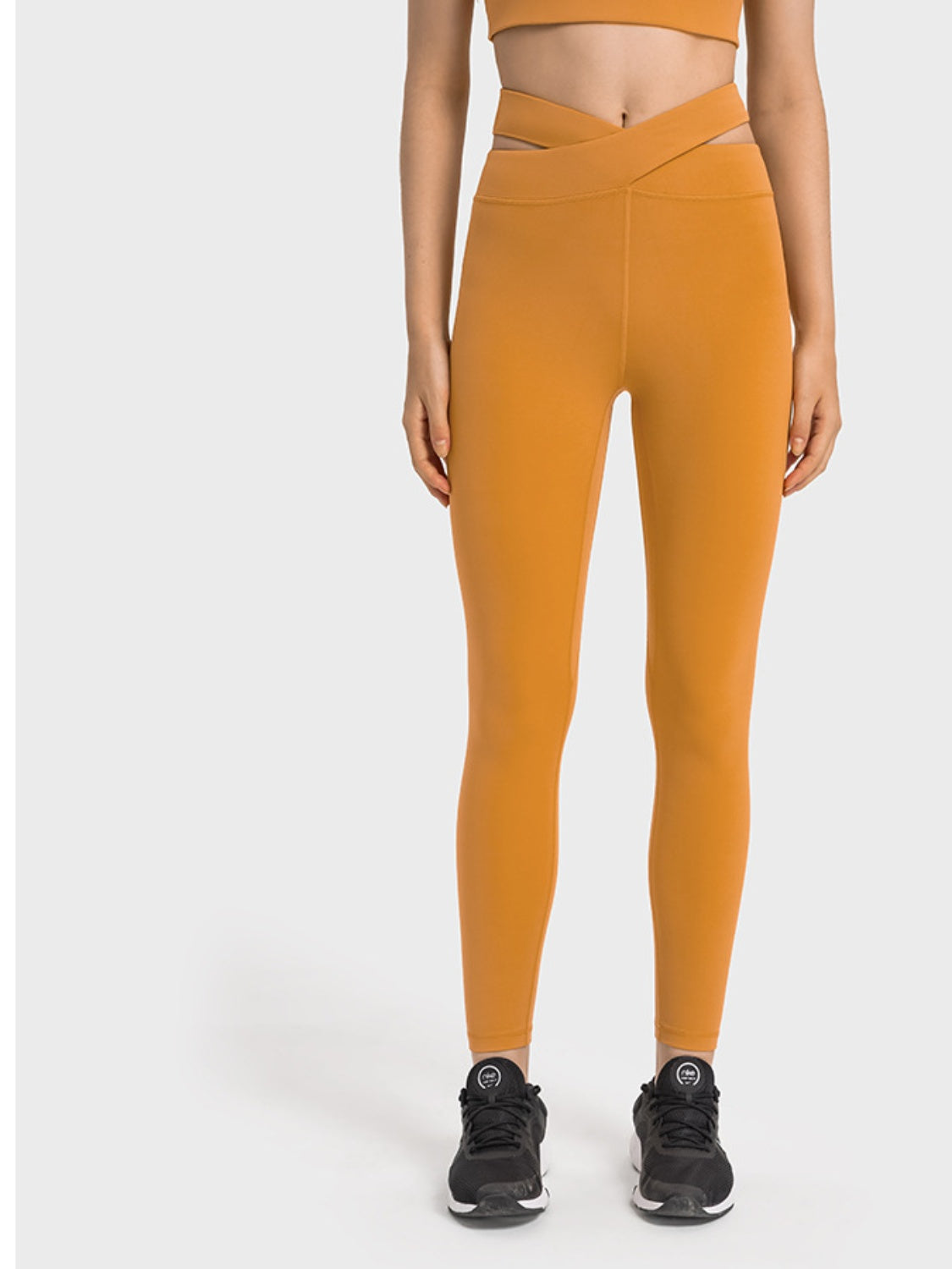 Crisscross Cutout Sports Leggings Mustard