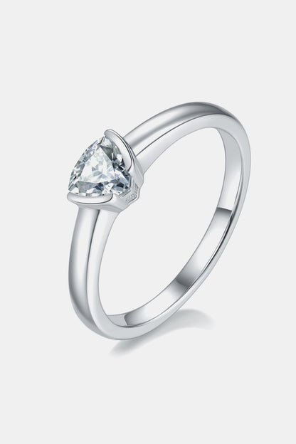 Moissanite 925 Sterling Silver Solitaire Ring Triangle