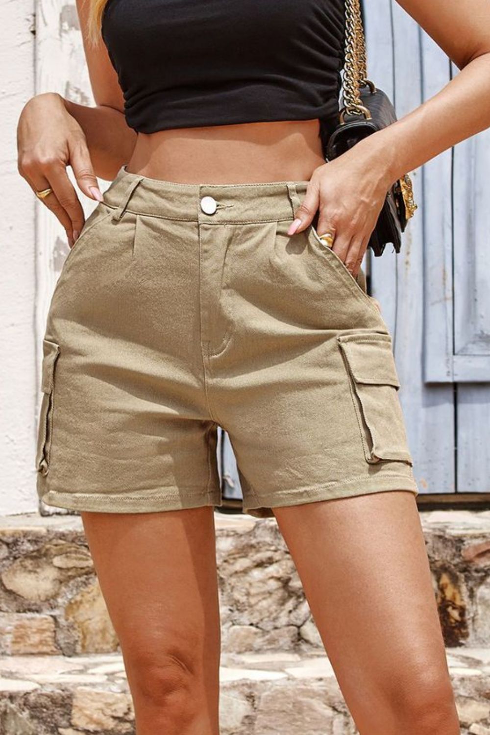 Pocketed High Waist Shorts