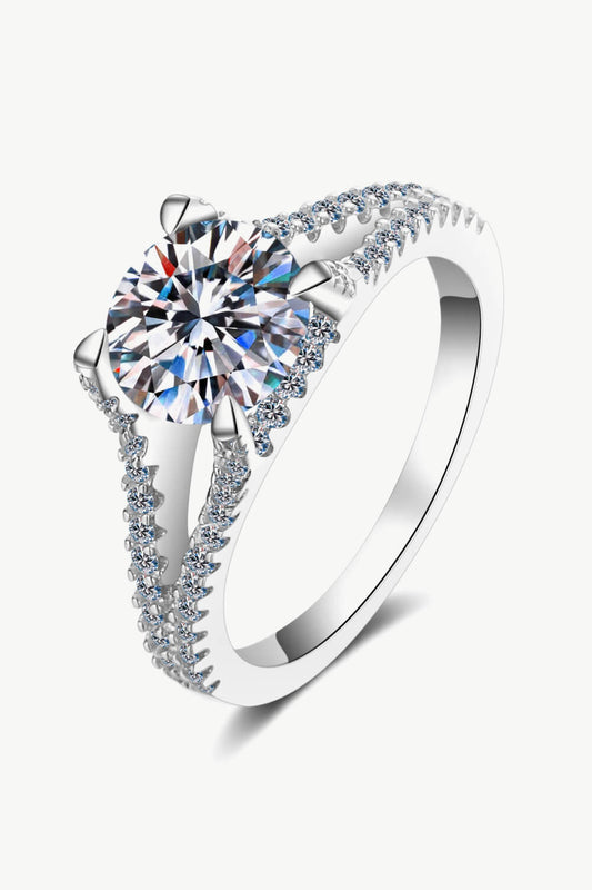 Stylish Moissanite Sterling Silver Ring Silver