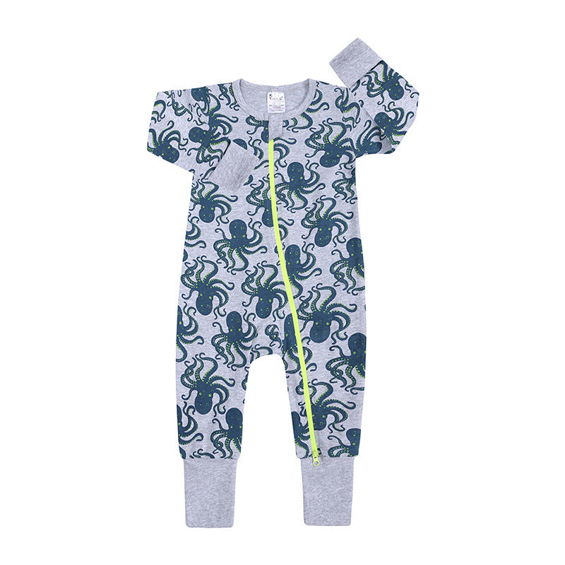 Spring And Autumn Long Sleeve Cotton Baby Jumpsuit Male And Female Baby Home Romper Octopus Jumpsuit