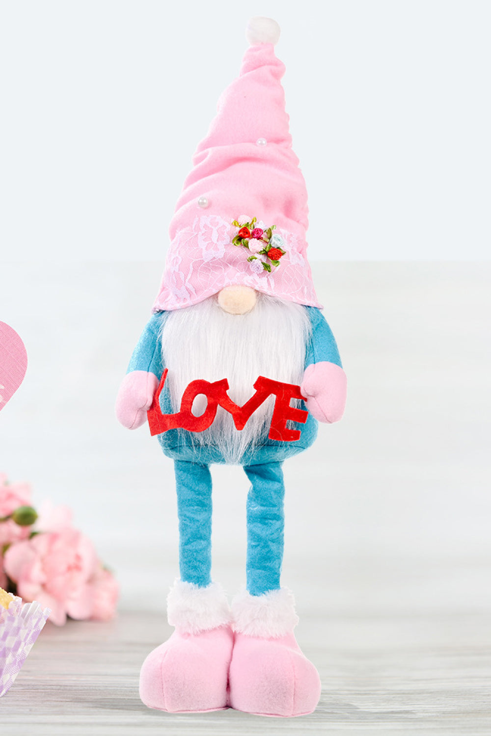 Mother's Day Pearl Decor Faceless Gnome Sky Blue One Size