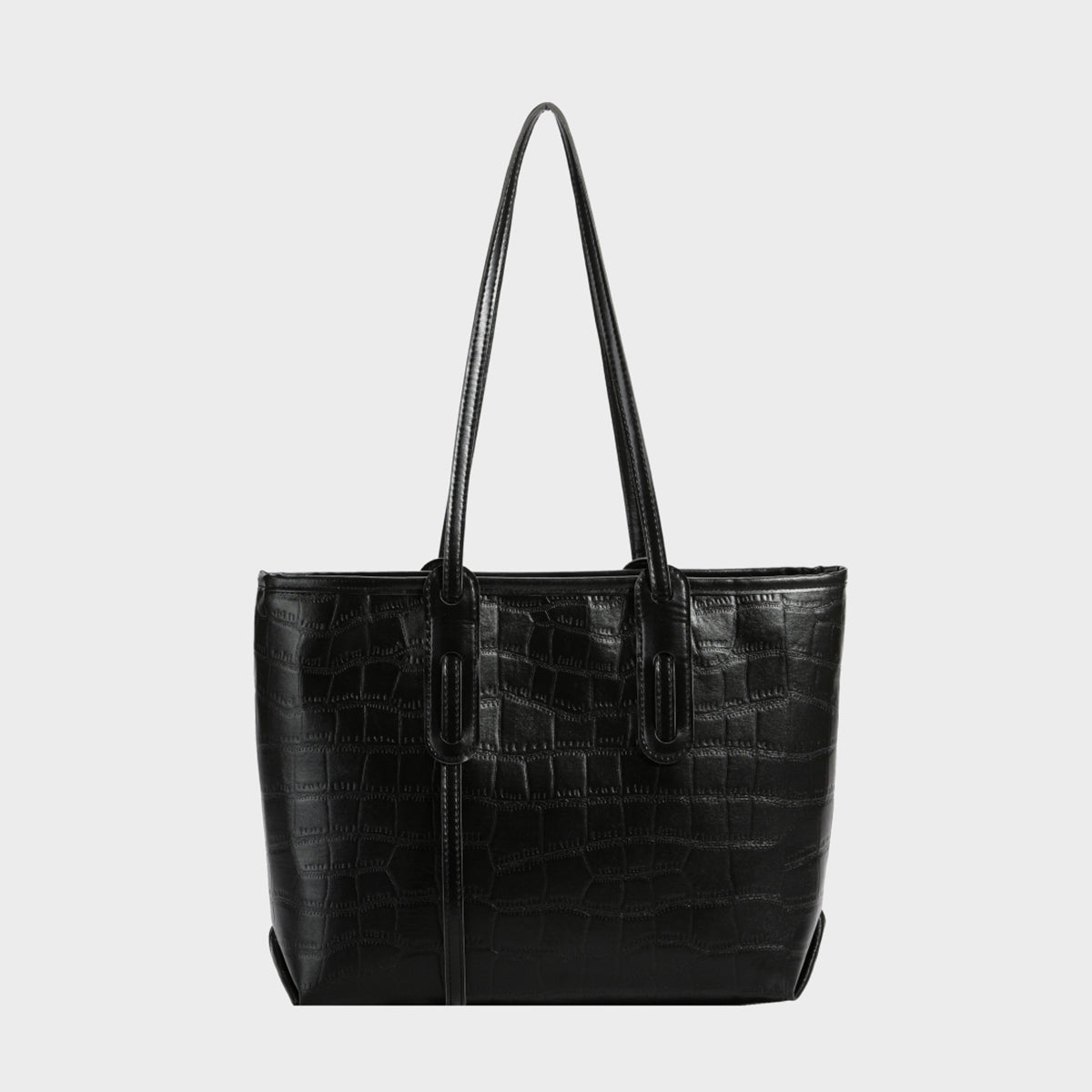 PU Leather Tote Bag Black One Size