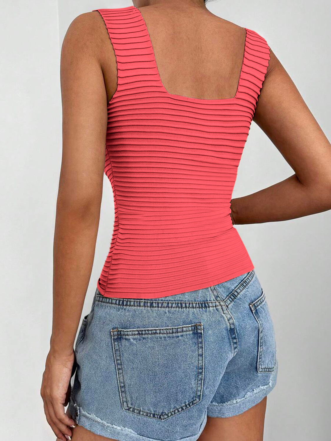 Square Neck Wide Strap Tank - Thandynie