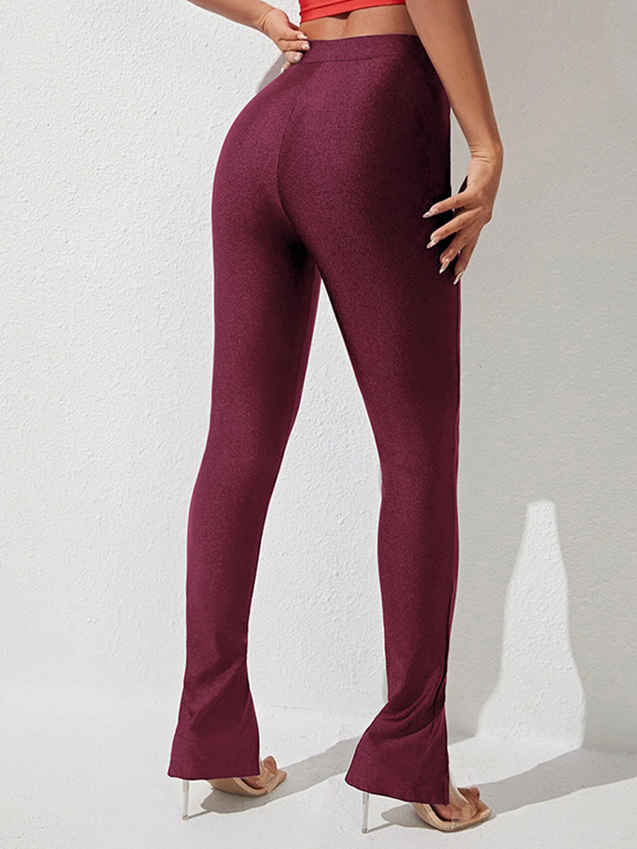 High Waist Slit Skinny Pants - Thandynie