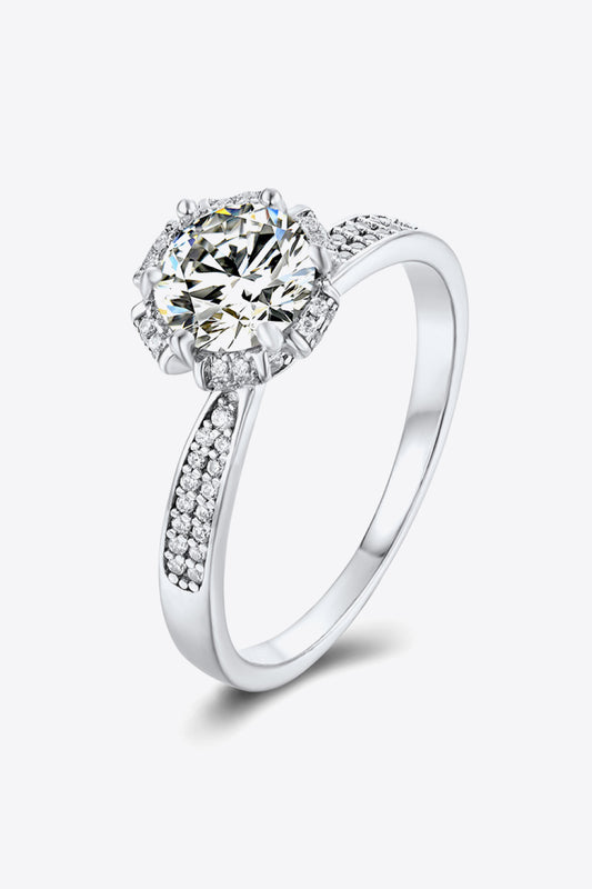 925 Sterling Silver 1 Carat Moissanite Ring Silver